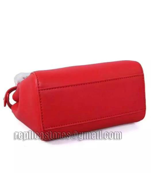 Fendi Micro Peekaboo Red Leather Small Tote Bag Silver Metal-3