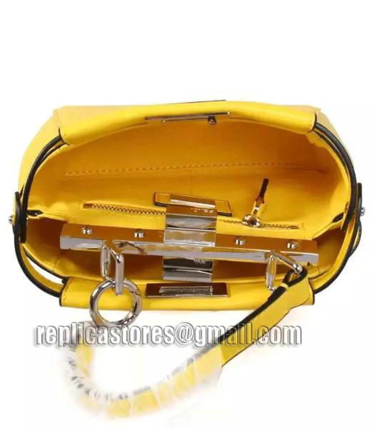 Fendi Micro Peekaboo Yellow Leather Small Tote Bag Silver Metal-5