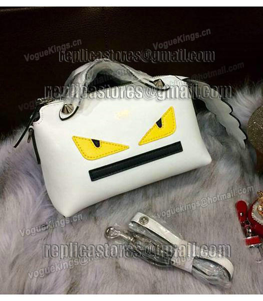 Fendi Mini Little Monster Shoulder Bag White Leather-4