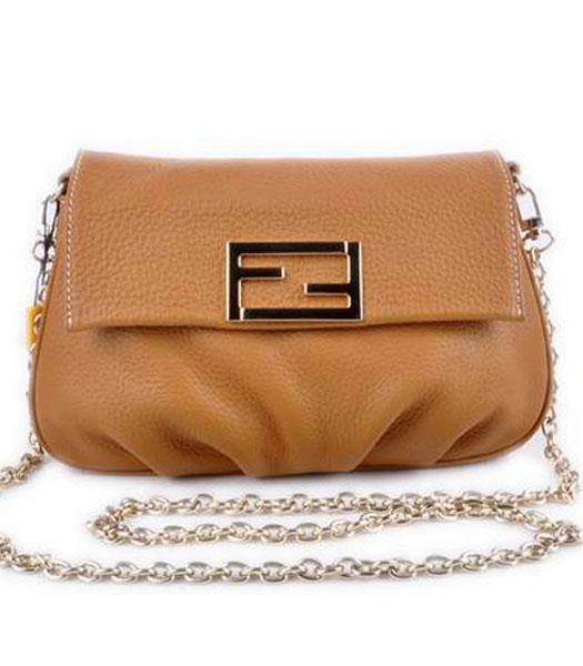Fendi Mini Pouch Earth Yellow Calfskin Leather Handbag