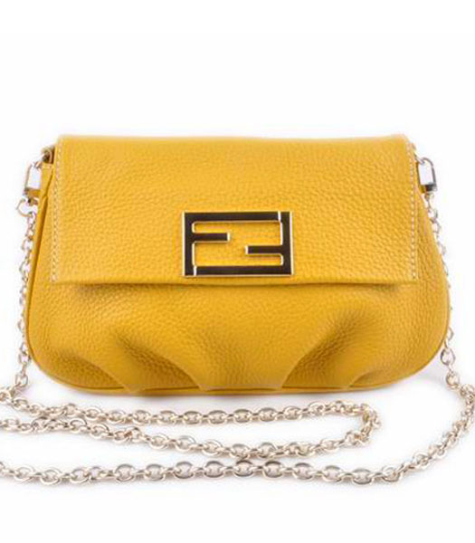 Fendi Mini Pouch Yellow Calfskin Leather Handbag