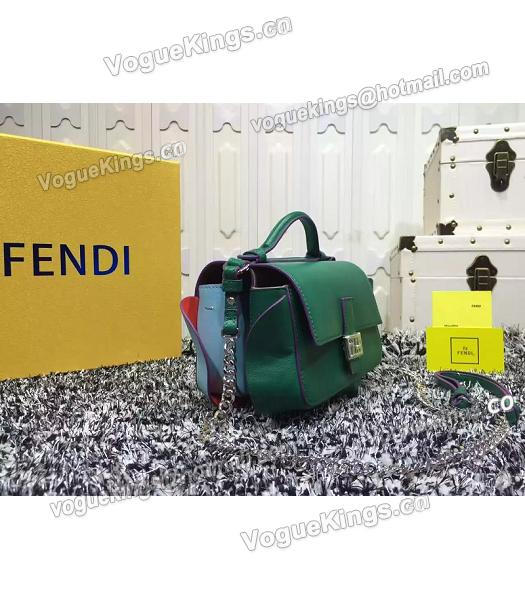 Fendi Mirco Double Baguette Blue&Green Leather Shoulder Bag-4
