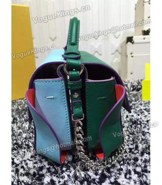 Fendi Mirco Double Baguette Blue&Green Leather Shoulder Bag-5