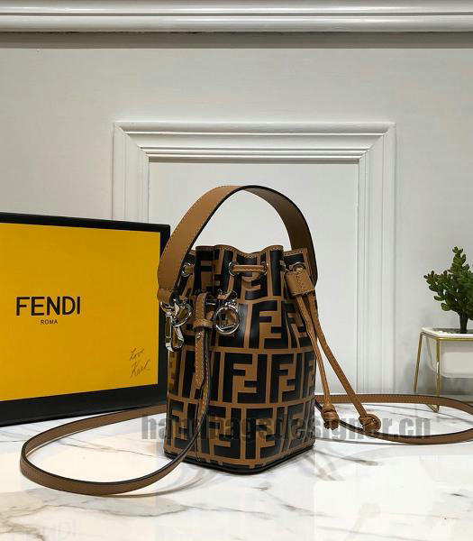 Fendi Mon Tresor FF Brown Calfskin Leather Small Bucket Bag-3