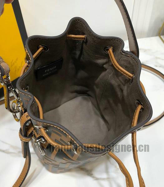 Fendi Mon Tresor FF Brown Calfskin Leather Small Bucket Bag-4