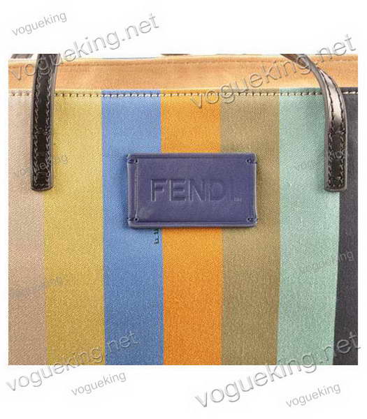 Fendi Multicolor Striped Fabric With Yellow Leather Shoulder Bag-4