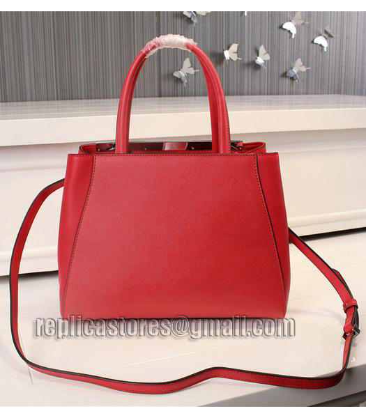 Fendi New Style Birds Pattern Red Leather Tote Bag-2