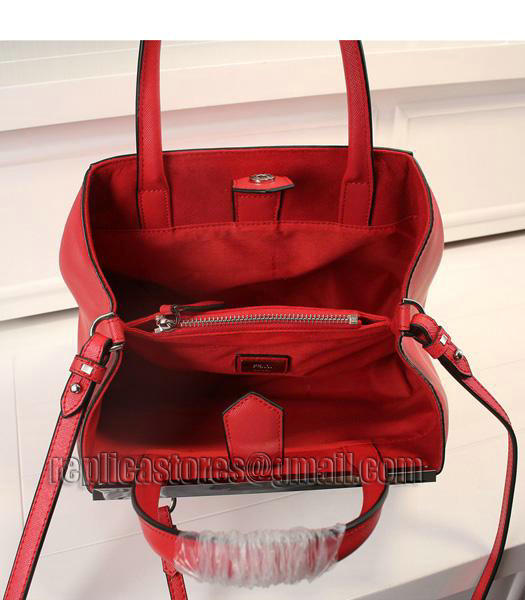 Fendi New Style Birds Pattern Red Leather Tote Bag-6
