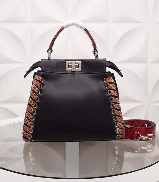 Fendi New Style Black Leather Small Top Handle Bag