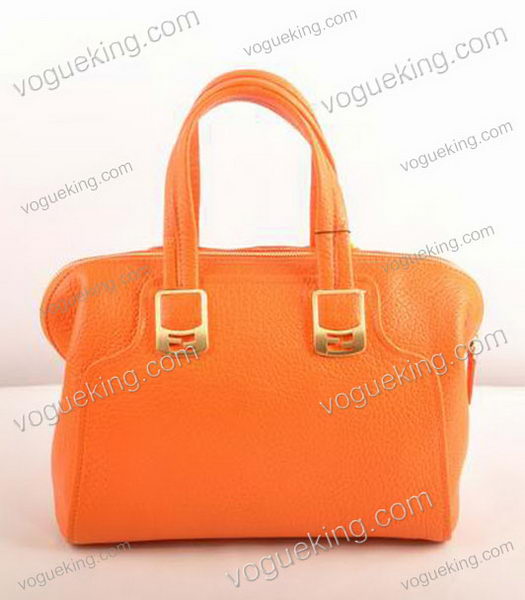 Fendi Orange Calfskin Leather Small Tote Bag-2