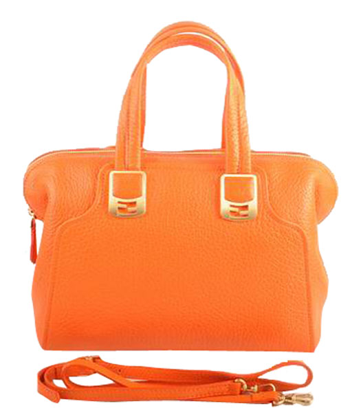 Fendi Orange Calfskin Leather Small Tote Bag