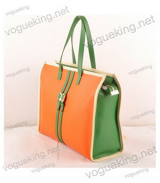 Fendi Orange Ferrari Leather Large Shopping Bag-1
