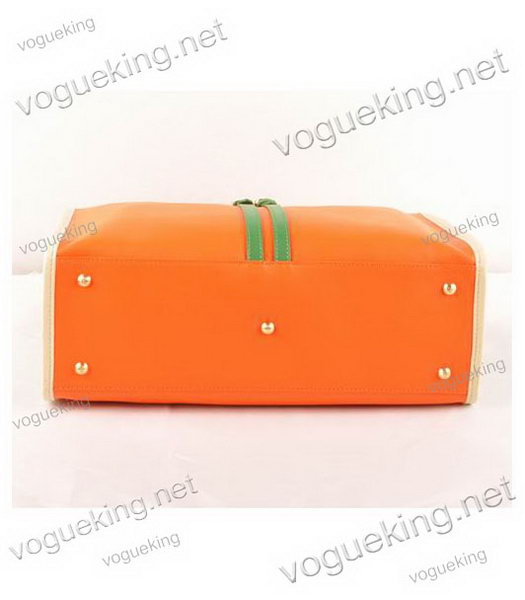 Fendi Orange Ferrari Leather Large Shopping Bag-3
