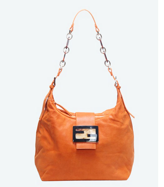 Fendi Orange Leather Shoulder Bag