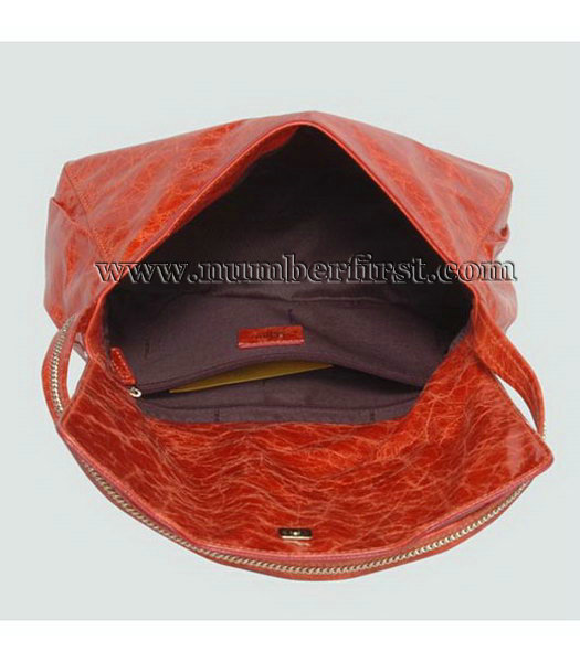 Fendi Orange Oil Leather Tote Bag-5