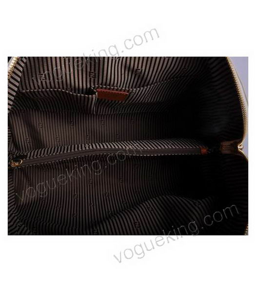 Fendi Orange Original Leather With Offwhite Leather Tote Bag-6