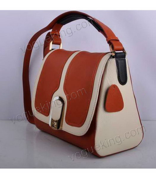 Fendi Orange With Offwhite Original Leather Messenger Tote Bag-2