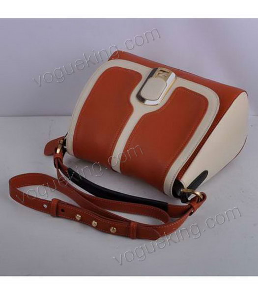 Fendi Orange With Offwhite Original Leather Messenger Tote Bag-3