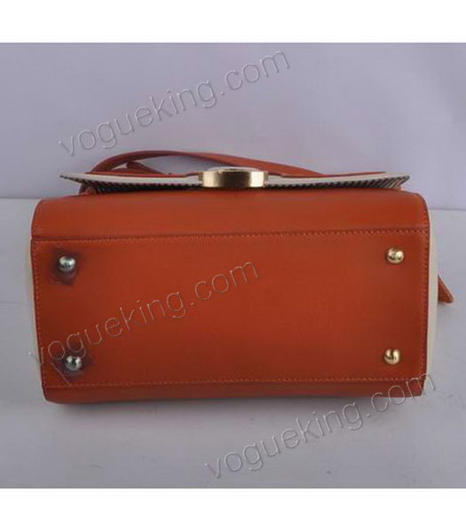 Fendi Orange With Offwhite Original Leather Messenger Tote Bag-5