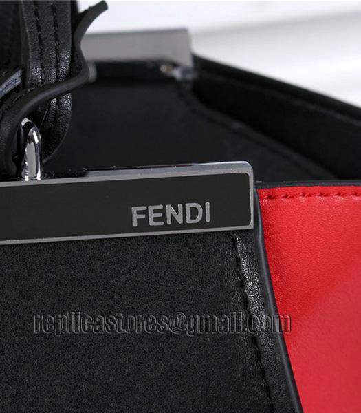 Fendi Original Cow Leather Tote Bag Black/Red-3