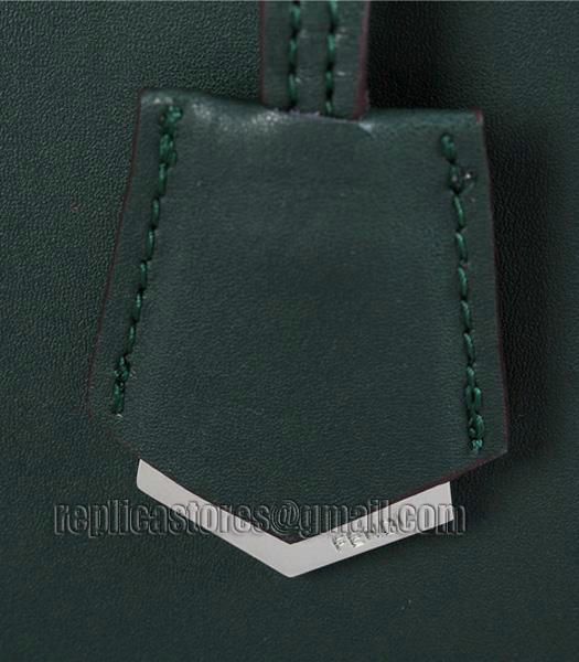 Fendi Original Cow Leather Tote Bag Dark Green/Sapphire Blue-4