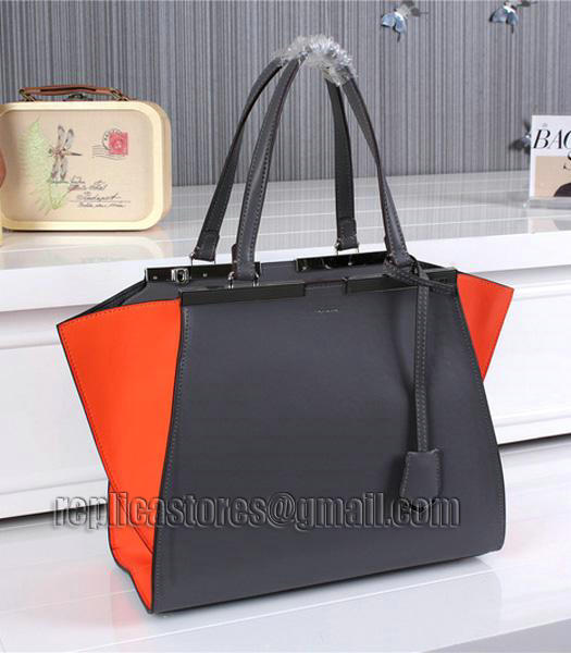 Fendi Original Cow Leather Tote Bag Grey/Orange-1