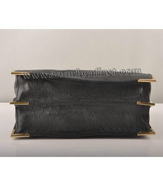 Fendi Ostrich Veins Leather Chain Bag Black-3