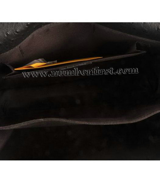 Fendi Ostrich Veins Leather Chain Bag Black-4