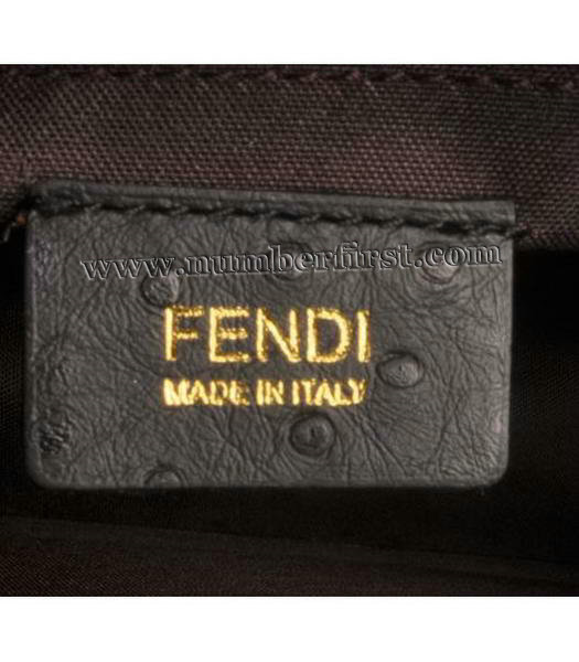 Fendi Ostrich Veins Leather Chain Bag Black-5