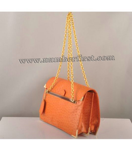 Fendi Ostrich Veins Leather Chain Bag Orange-1