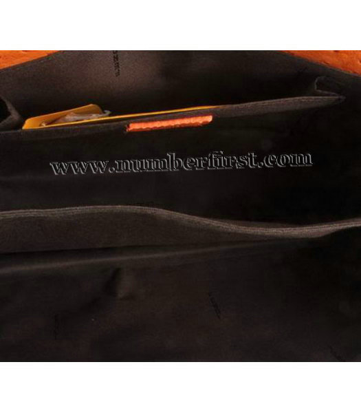 Fendi Ostrich Veins Leather Chain Bag Orange-4