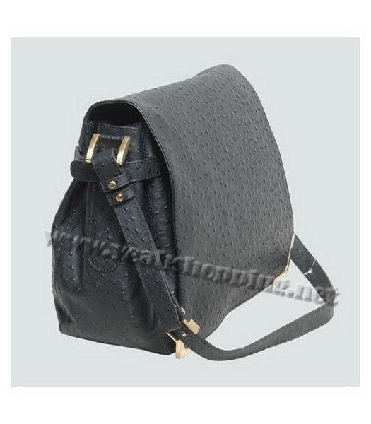 Fendi Ostrich Veins Leather Messenger Bag Black-1