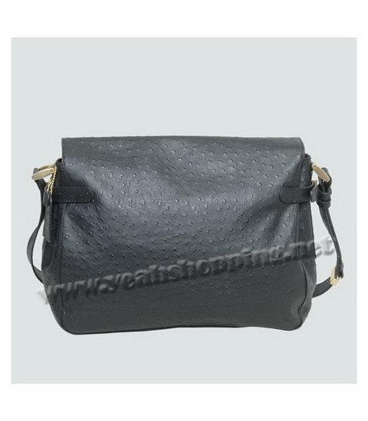 Fendi Ostrich Veins Leather Messenger Bag Black-2