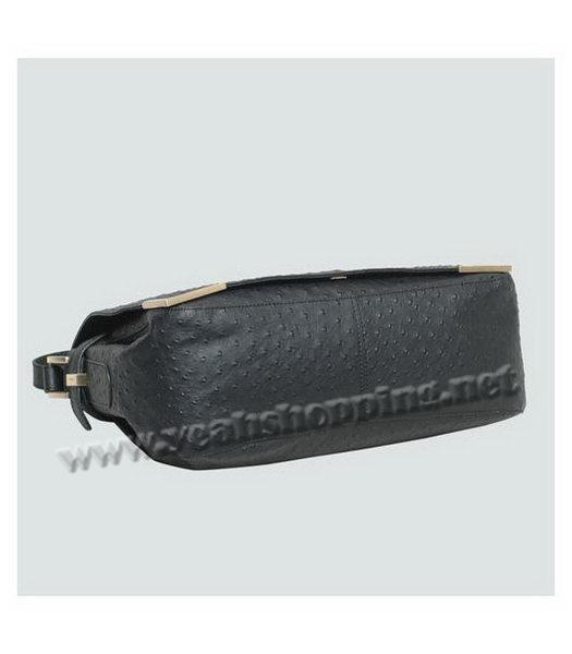 Fendi Ostrich Veins Leather Messenger Bag Black-3