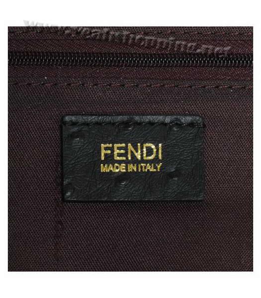 Fendi Ostrich Veins Leather Messenger Bag Black-5