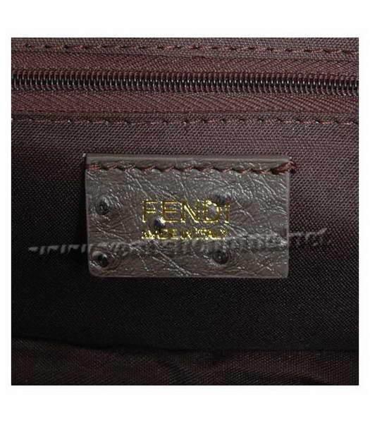 Fendi Ostrich Veins Leather Messenger Bag Dark Grey-5