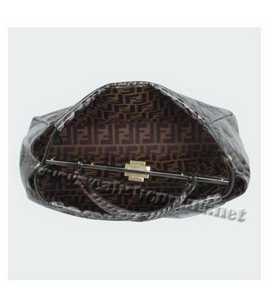 Fendi Patent Snake Leather Shoulder Bag Grey-3