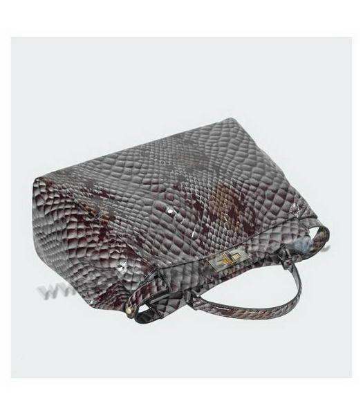 Fendi Patent Snake Leather Shoulder Bag Grey-4