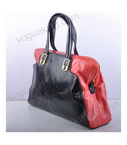 Fendi Peekaboo Black With Red Oil Leather Handbag-1