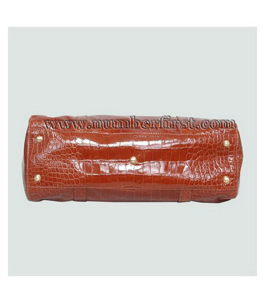 Fendi Peekaboo Croc Veins Leather Tote Bag Yellow-3