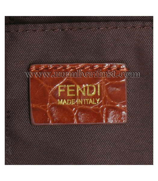 Fendi Peekaboo Croc Veins Leather Tote Bag Yellow-5