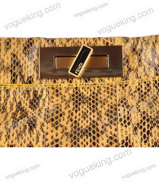 Fendi Peekaboo Lemon Yellow Snake Veins Leather Large Tote Bag-5