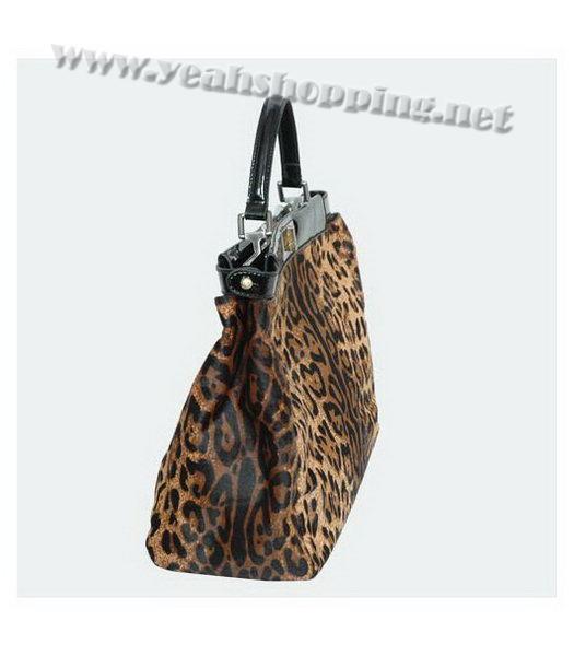 Fendi Peekaboo Leopard Pattern Tote Horsehair Bag in Coffee-1