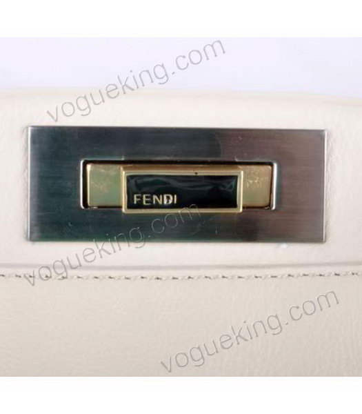 Fendi Peekaboo Offwhite Ferrari Leather Large Tote Bag With Leather Inside-5