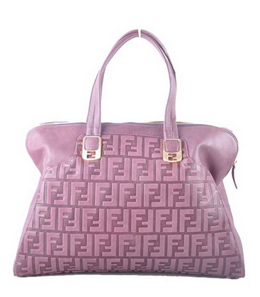 Fendi Peekaboo Purple Embossed Leather Handbag