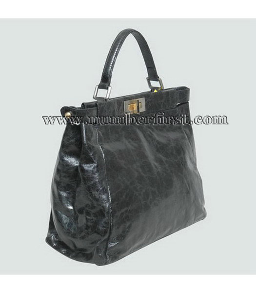 Fendi Peekaboo Tote Bag Black Oil Leather-1