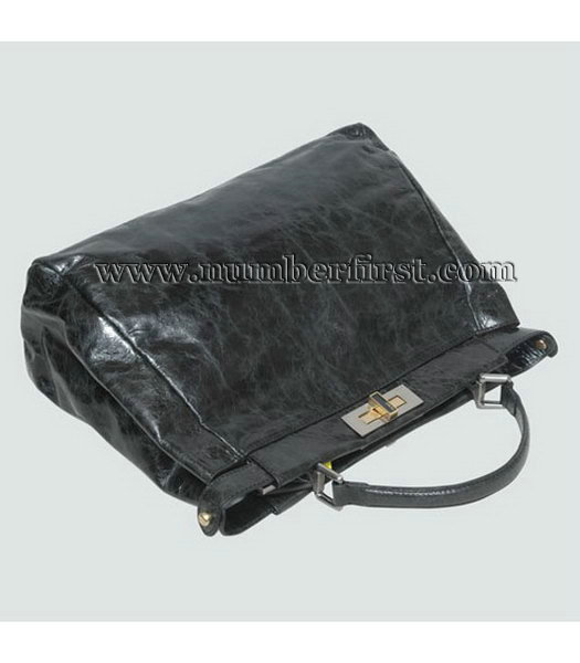 Fendi Peekaboo Tote Bag Black Oil Leather-2