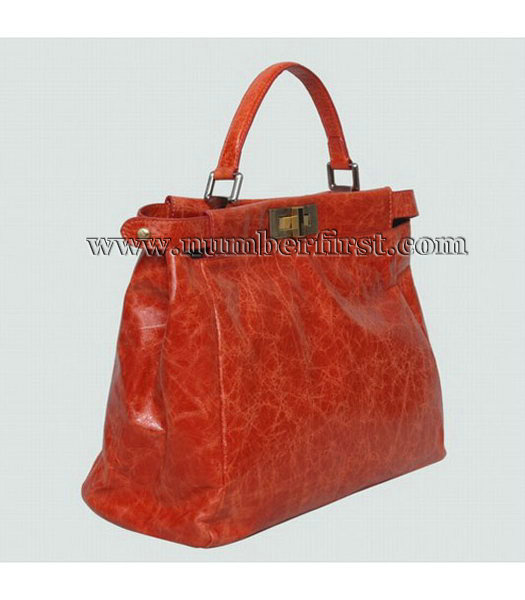 Fendi Peekaboo Tote Bag Orange Oil Leather-1