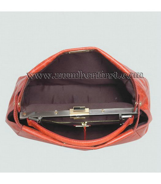 Fendi Peekaboo Tote Bag Orange Oil Leather-4