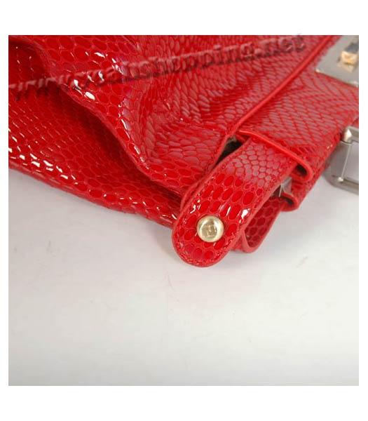 Fendi Peekaboo Tote Bag Red Snake Veins-2
